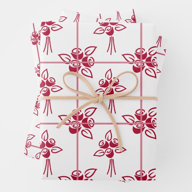 Feuille de papier Carré Motif Roses rouges (En situation)