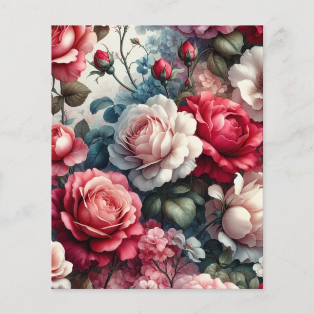 Feuille de papier de charme Floral Rose intemporel (Devant)