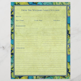Feuille de papier de recette aquarelle verte abstr