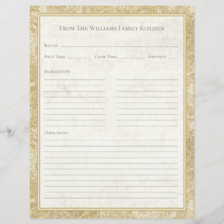 Feuille de papier de recette en toile de tan vinta