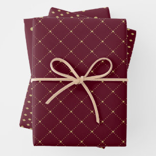 Feuille de papier d'emballage or et bourgogne Jeu 