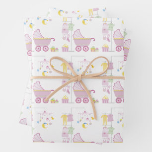 Feuille de papier d'emballage pour Baby Shower Ros