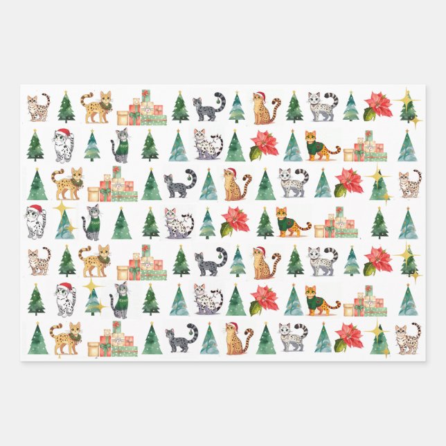Feuille de papier d'enveloppement de chats tacheté (Devant)