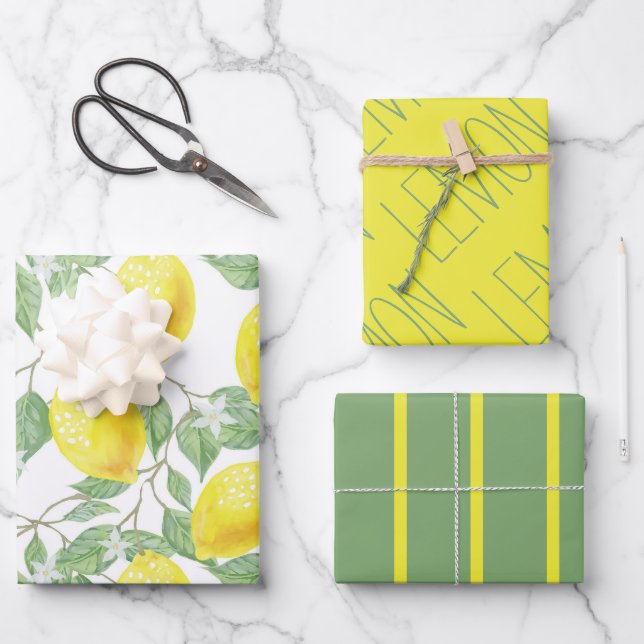 Feuille de papier d'enveloppement de citron frais (Recto)