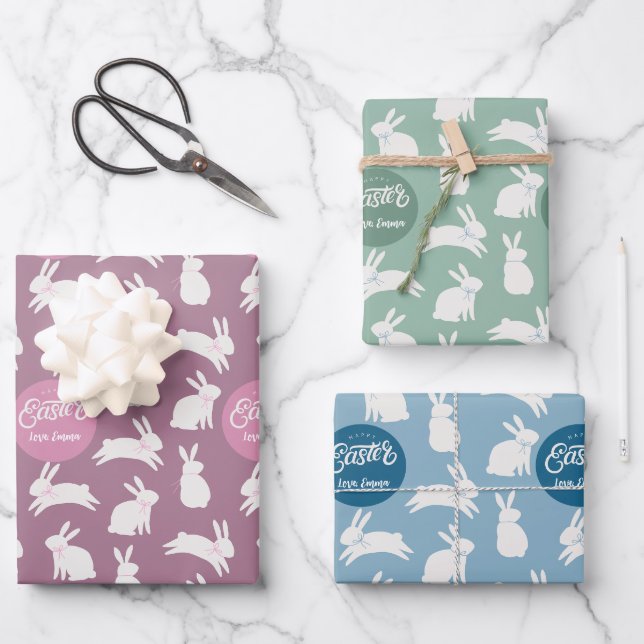 Feuille de papier d'enveloppement de lapin de Pâqu (Recto)