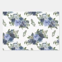 Feuille de papier d'enveloppement floral bleu séri