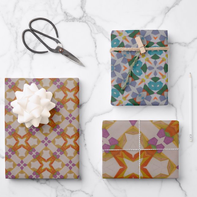 Feuille de papier d'enveloppement orange et violet (Recto)
