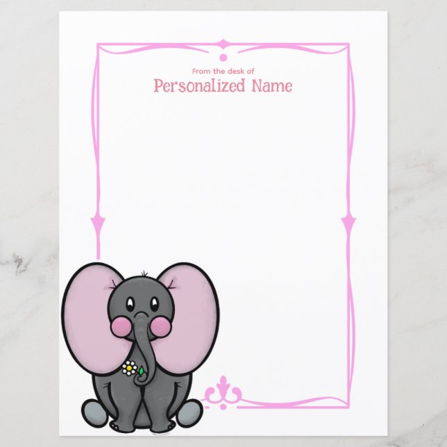 Feuille de papier dépoli Ellie Phant Pink (Devant)