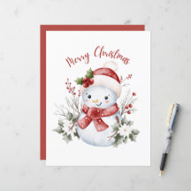 Feuille de papier festive bonhomme de neige Noël