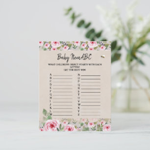 Feuille de papier jeu Baby shower "Baby Item ABC".