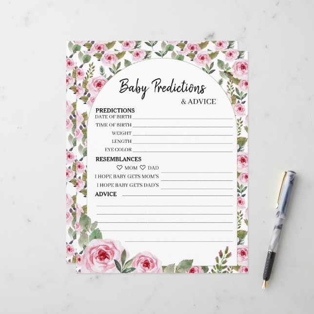 Feuille de papier jeu "Prédictions et conseils pou (Devant/Arrière en situation)