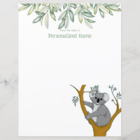 Feuille de papier non lignée Callie Koala Eucalypt