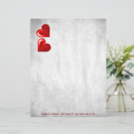 Feuille de papier personnalisée Red Valentine Hear