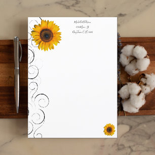 Feuille de papier personnalisée tournesol
