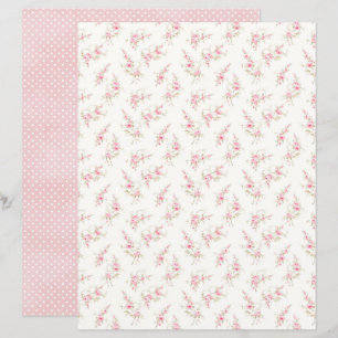Feuille de papier scrapbook floral rose Coquette v