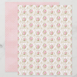 Feuille de papier scrapbook floral rose Coquette V