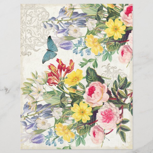 Feuille de papier vintage floral (Devant)