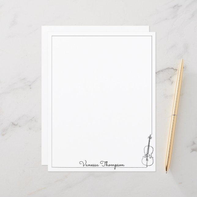 Feuille de papier violon de musique classique (Devant/Arrière en situation)