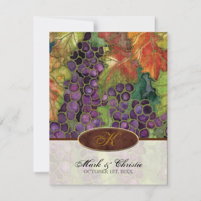 Feuille de raisin d'automne Faire-part de mariage  (Devant)