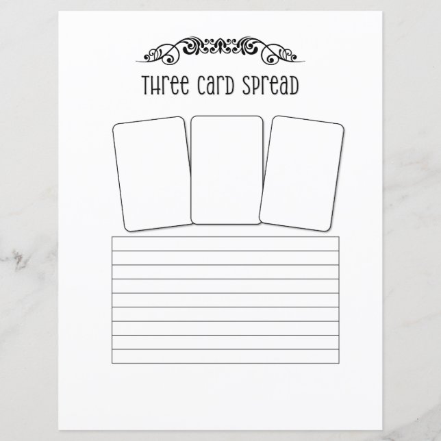 Feuille de répartition du Tarot à trois cartes (Devant)
