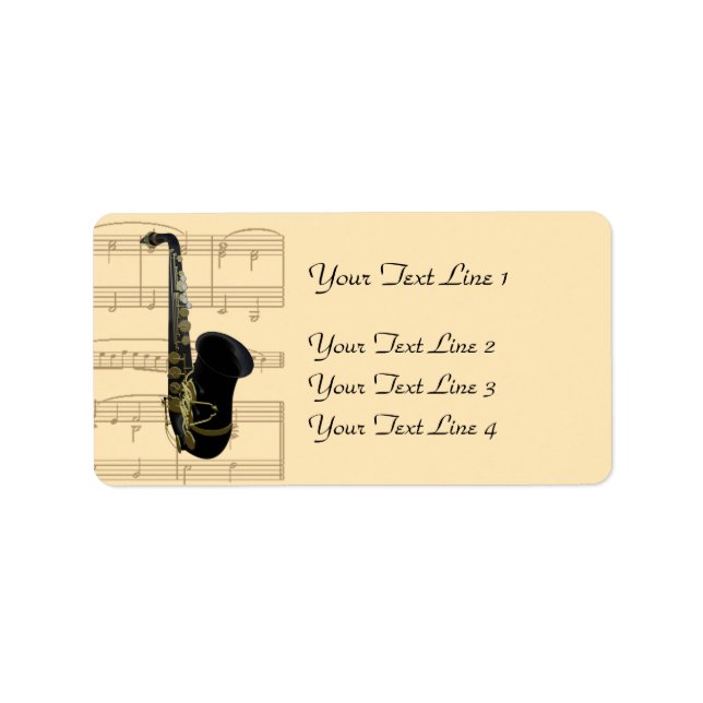 Feuille de saxophone or et noir Étiquettes de musi (Devant)