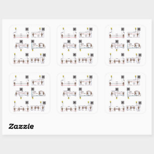 Feuille de six autocollants avec diagrammes 3 voie