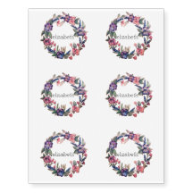 Feuille de Tatouage Temporaire Floral Nom Personna