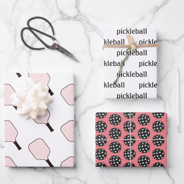 Feuille d'emballage en pickleball rose de 3 (Recto)