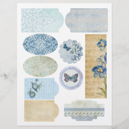 Feuille d'embellissement du bloc-notes bleu floral
