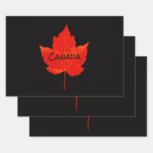 Feuille d'érable noire rouge de la fête du Canada