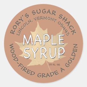 Feuille d'érable texturée sur Étiquette de sirop d