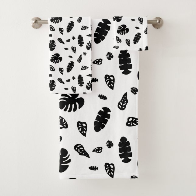 Feuille d'été noir et blanc Tropical Motif (En situation)