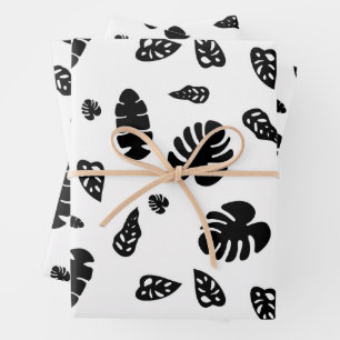 Feuille d'été noir et blanc Tropical Motif