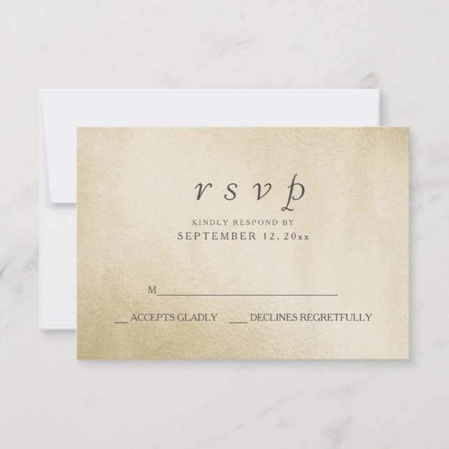 Feuille d'or Élégant Mariage moderne RSVP (Devant)