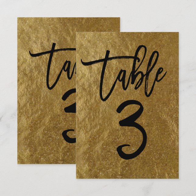 Feuille d'or feuille moderne numéro de table 3 écr (Devant / Derrière)