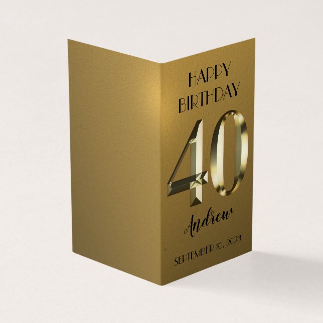 Feuille d'or métallique 40e anniversaire carte (Outside)