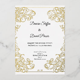 Feuille d'or minimaliste élégant invitation décora