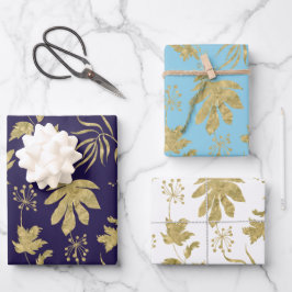 Feuille d'or Navy Blanc Vert Printemps Mariage