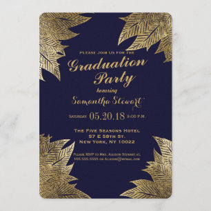 Feuille d'or sur des invitations de fête de remise