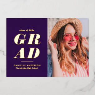 feuille d'or texte moderne faire-part gris violet