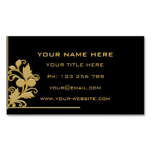 Feuille d'or Texte noir Carte de visite magnétique