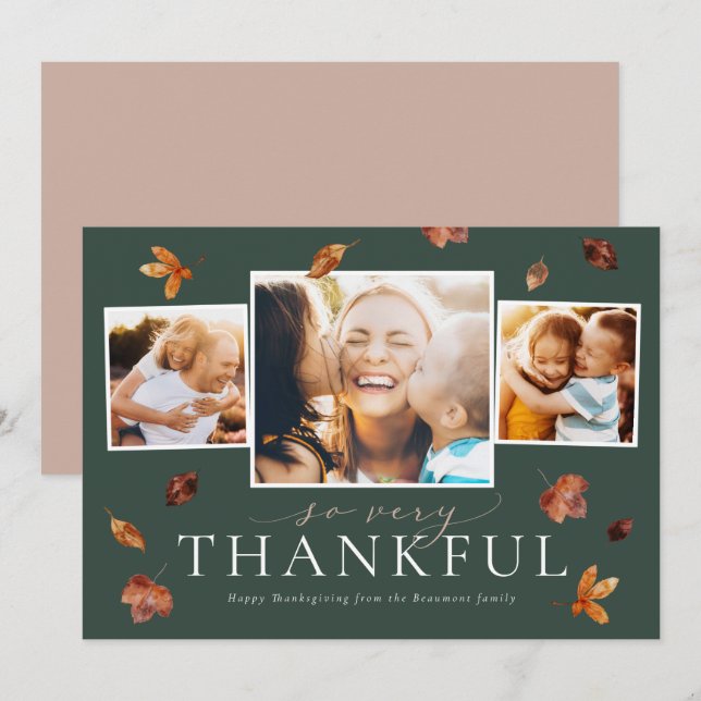 Feuille en chute Carte photo de Thanksgiving (Devant / Derrière)