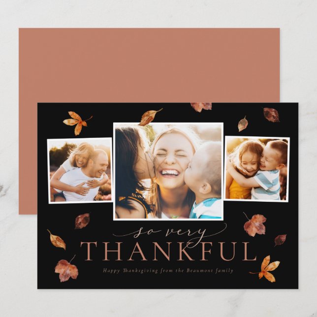 Feuille en chute Carte photo de Thanksgiving (Devant / Derrière)