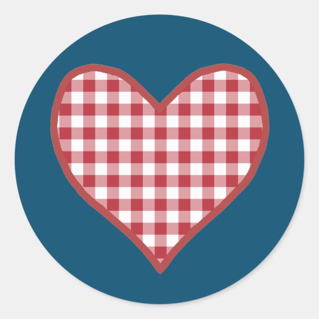 Feuille En vichy coeur romantique de 20 Stickers (Devant)
