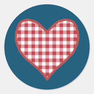 Feuille En vichy coeur romantique de 20 Stickers