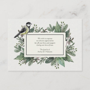 Feuille et carte de remerciements de perte