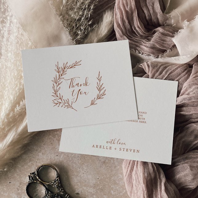 Feuille minimale | Boho Cream Flat Carte de remerc (Créateur téléchargé)