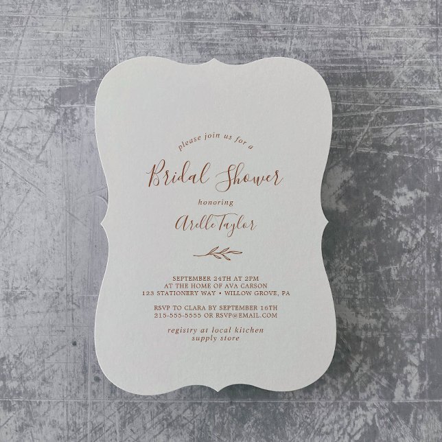 Feuille minimale | Boho Cream Invitation de la dou (Créateur téléchargé)