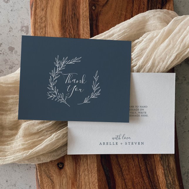 Feuille minimale | Carte de remerciements plat ble (Créateur téléchargé)