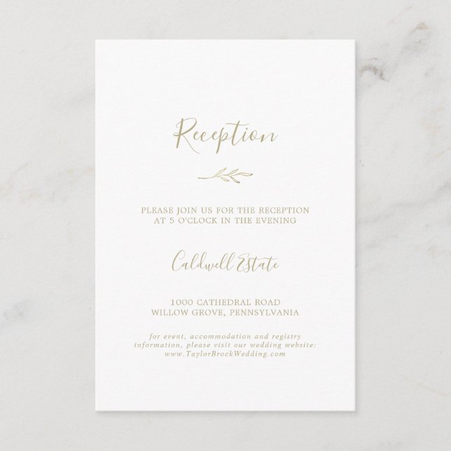 Feuille minimale | Carte d'insertion Gold Réceptio (Devant)
